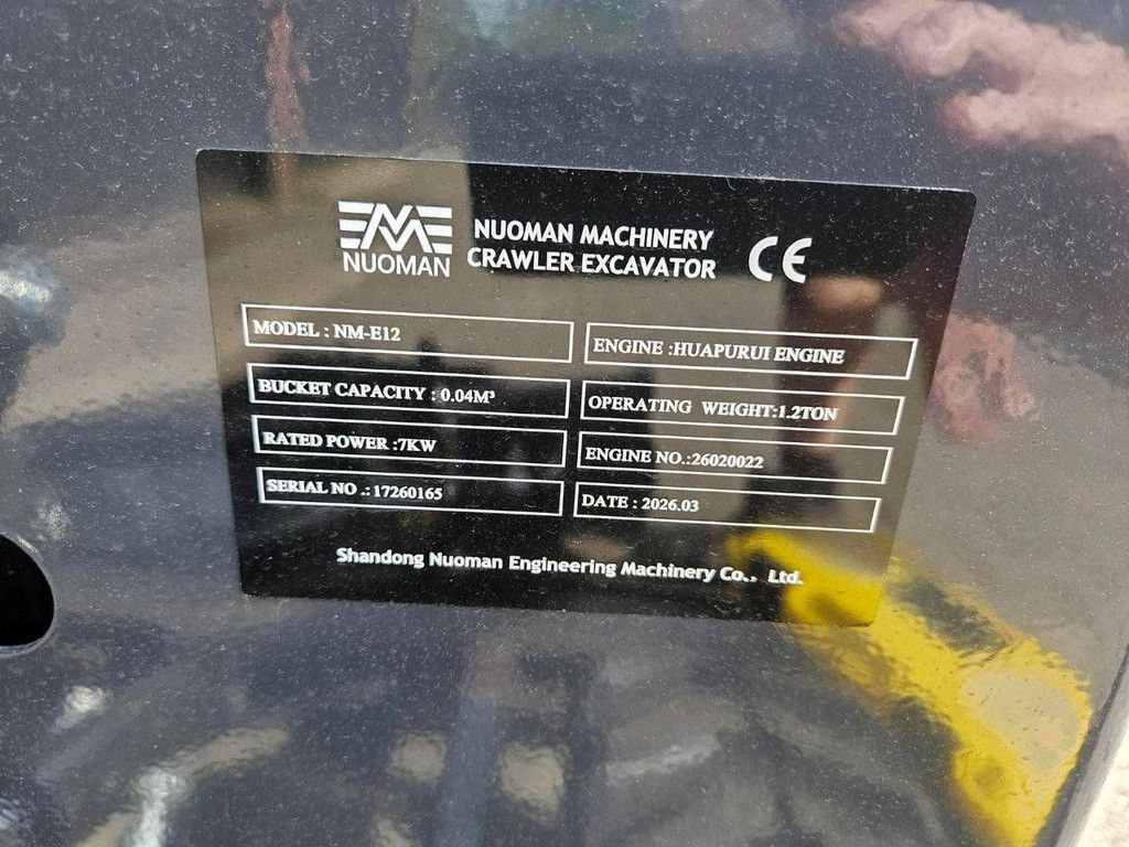 Nuoman NM-E12 Diesel Mini Excavator 2026 New