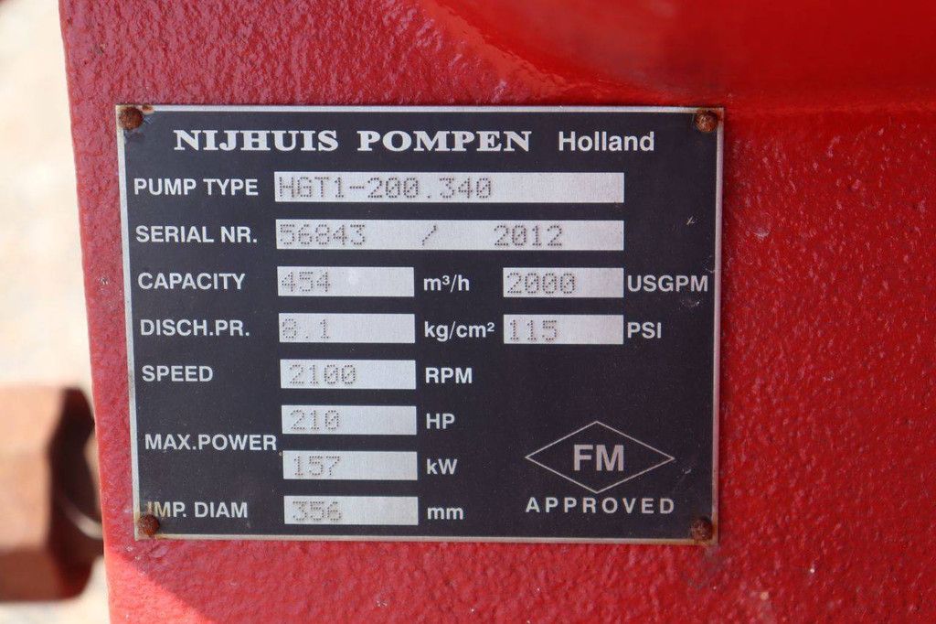 Fire extinguishing pump system Nijhuis HGT1-200.340 157kW 2012 New
