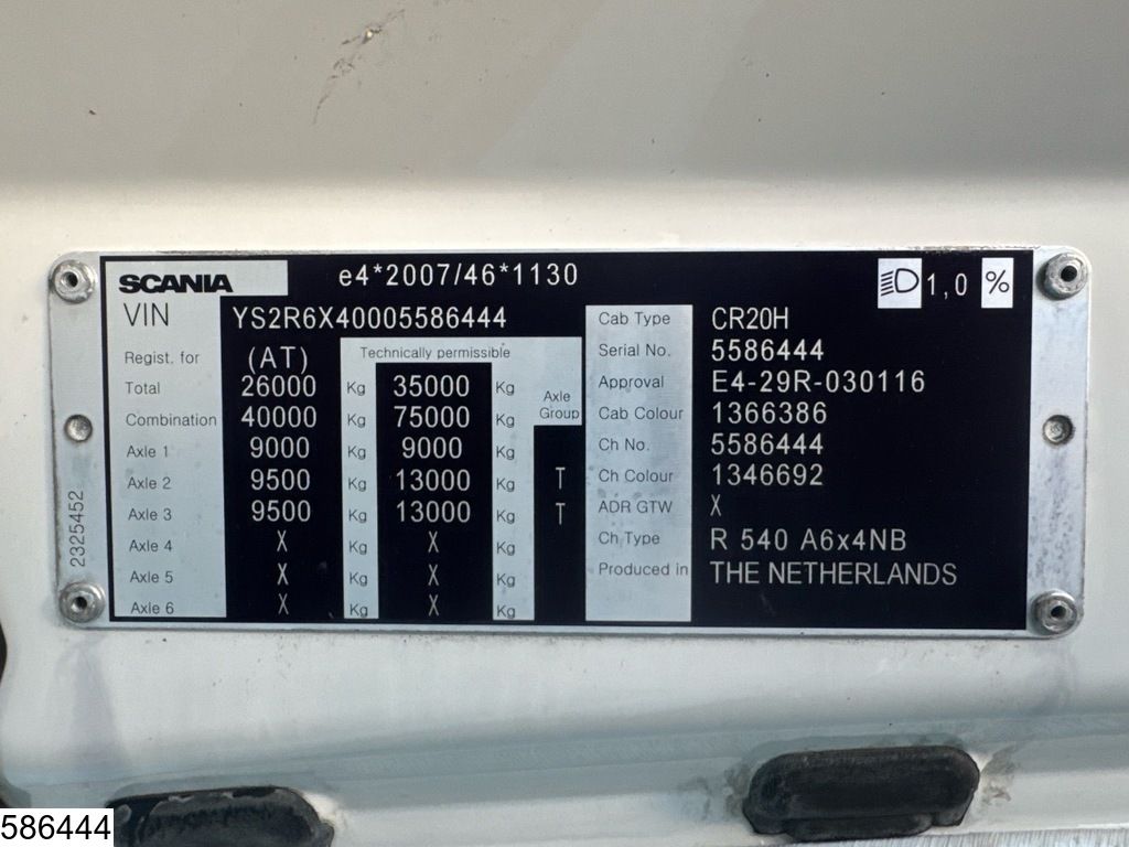 Scania R 540 6x4, EURO 6d, Retarder, Standairco, Hydraulic