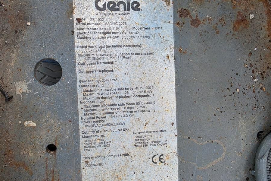 Genie GS1932 Electric, Working Height 7.8 m, 227kg Capac