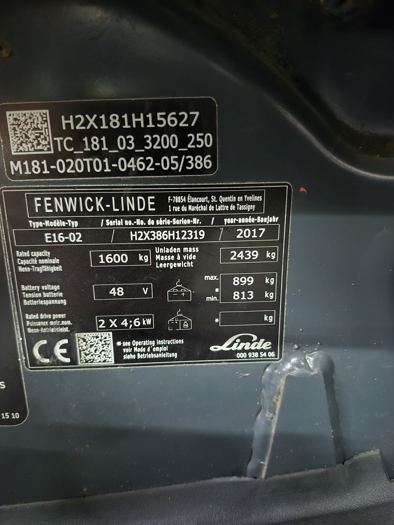 Linde E16-02 bj 2017 6744 uur triplex sideshift 4.620 mm