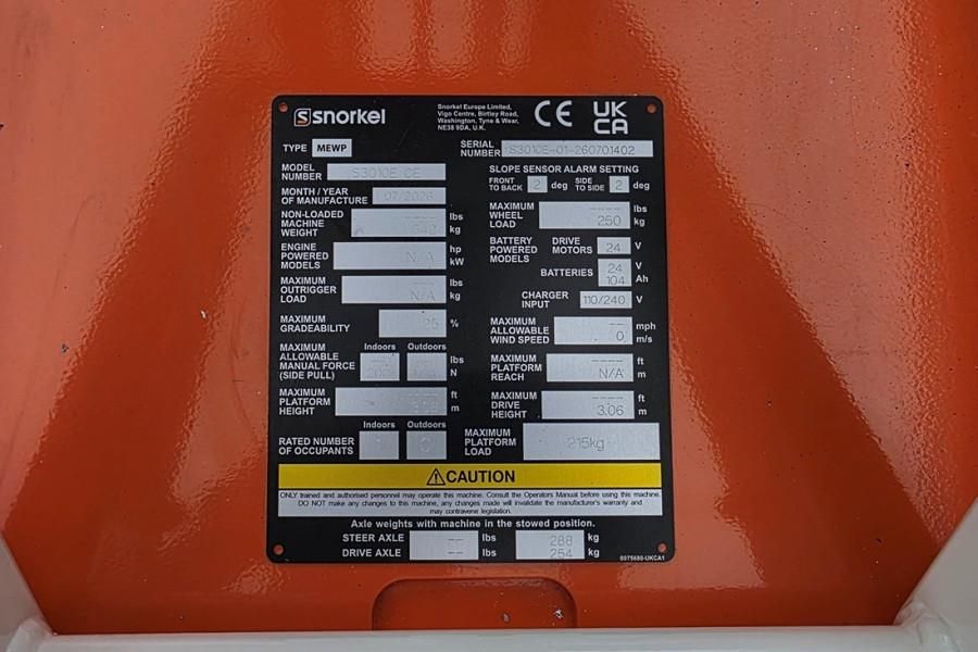 Snorkel S3010E New, Self-Propelled Electric, Only 495kg, 5