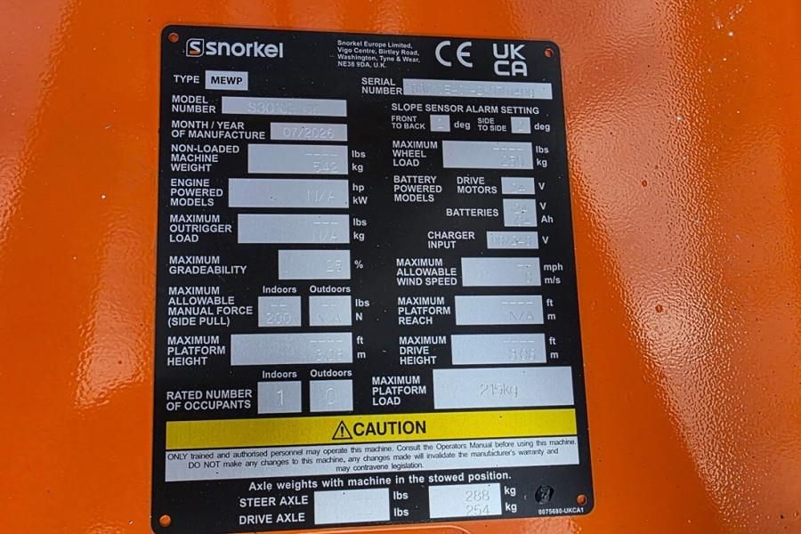 Snorkel S3010E New, Self-Propelled Electric, Only 495kg, 5