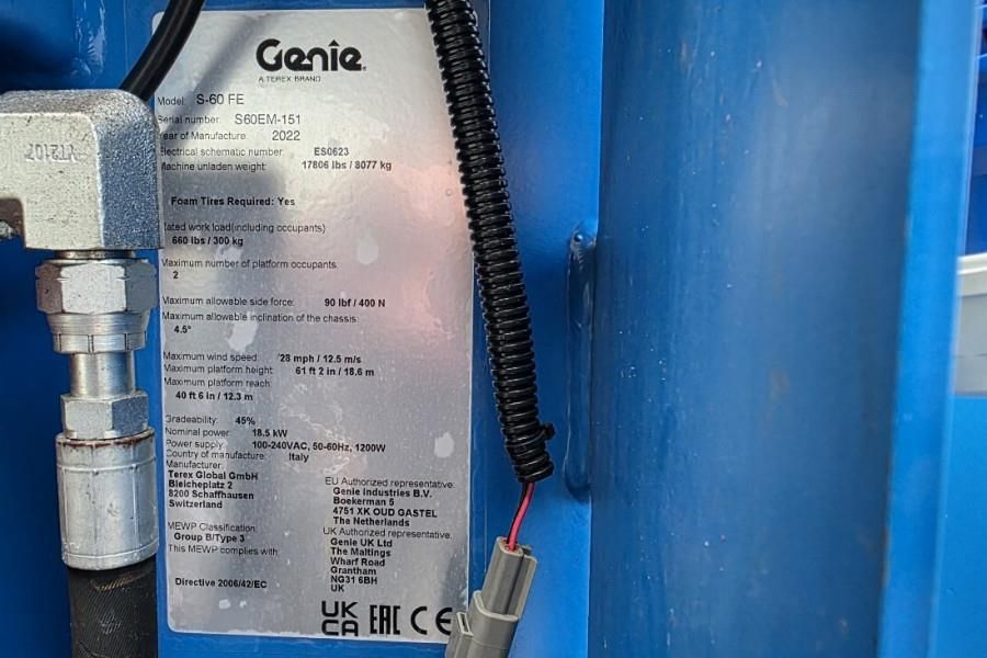 Genie S60FE Hybrid, 4x4 Drive, 20.6m Working Height, 12.