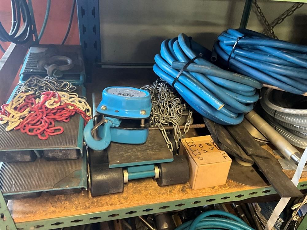 Workshop shelving with contents