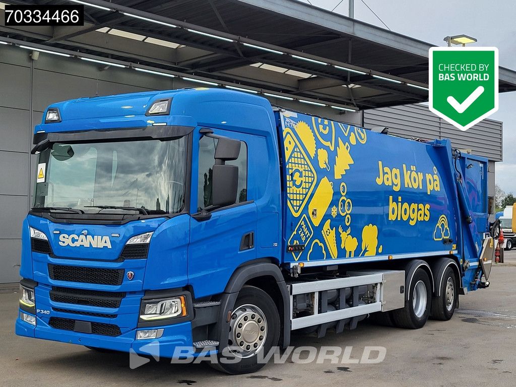 Scania P P340 6X2 CNG ENGINE! 20m3 NTM garbage truck steering axle Retarder Euro 6