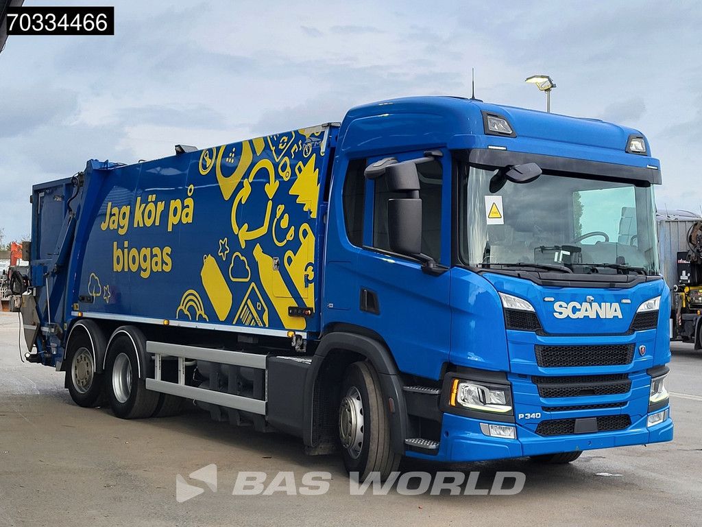 Scania P P340 6X2 CNG ENGINE! 20m3 NTM garbage truck steering axle Retarder Euro 6