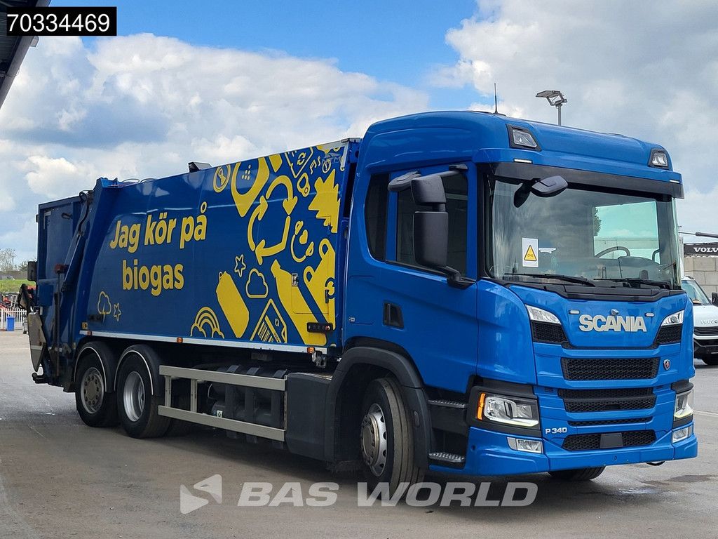 Scania P P340 6X2 CNG ENGINE! 20m3 NTM garbage truck steering axle Retarder Euro 6