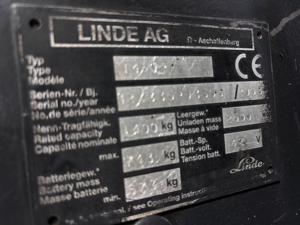 LINDE E14-2 elektrische heftruck TRIPLO / FREELIFT / SIDESHIFT