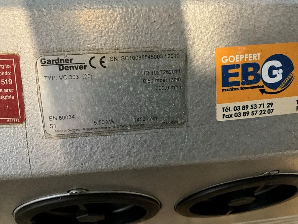 2010 Gardner Denver VC 303 (20) Industrial Vacuum Pump