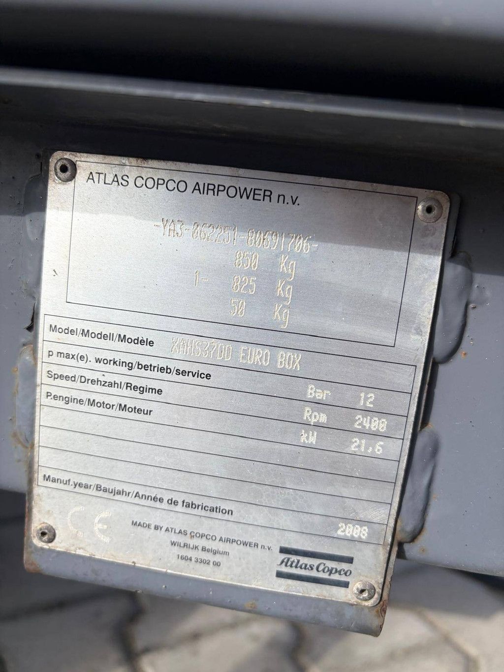 Kompressor Atlas Copco XAHS37DD Diesel 21,6 kW 2008