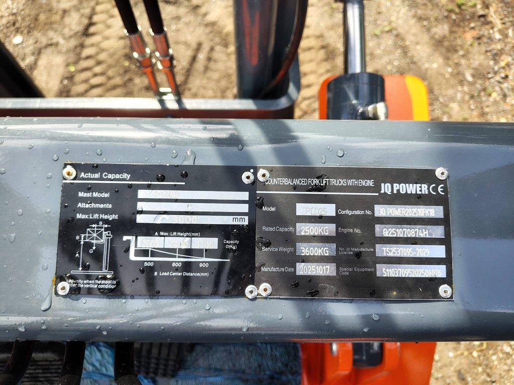 Gabelstapler JQ Power CPCD25 Diesel 2500 kg 3,0 m 2025 Neu