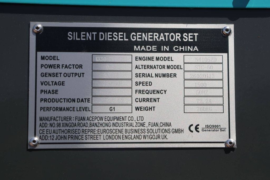 Generator Kawakenki KK50-III-SSS Diesel 2026 50kVA Neu