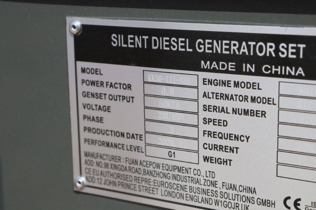 Generator Kawakenki KK50-III-SSS Diesel 2026 50kVA Neu