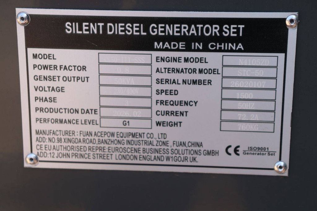 Generator Kawakenki KK50-III-SSS Diesel 2026 50kVA Nieuw