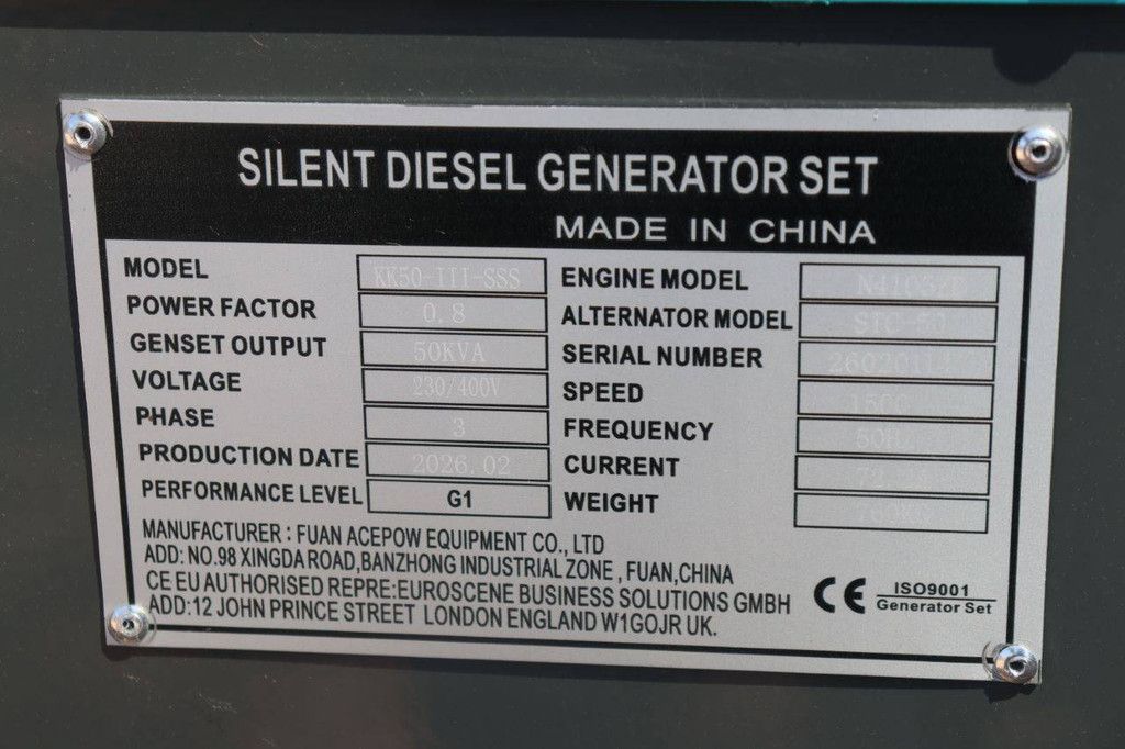 Generator Kawakenki KK50-III-SSS Diesel 2026 50kVA Neu
