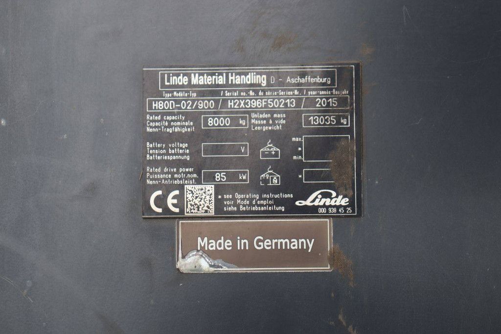 Linde H80D-02/900 Diesel-Gabelstapler 8000 kg 2015