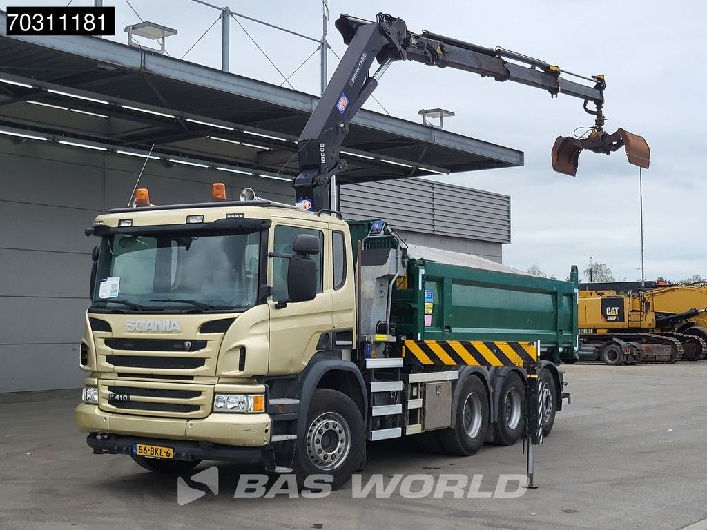 Scania P P410 8X4 NL-Truck HMF 1800K3 Kran Crane HSW 2-side tipper Lift+Steering axle Euro 6