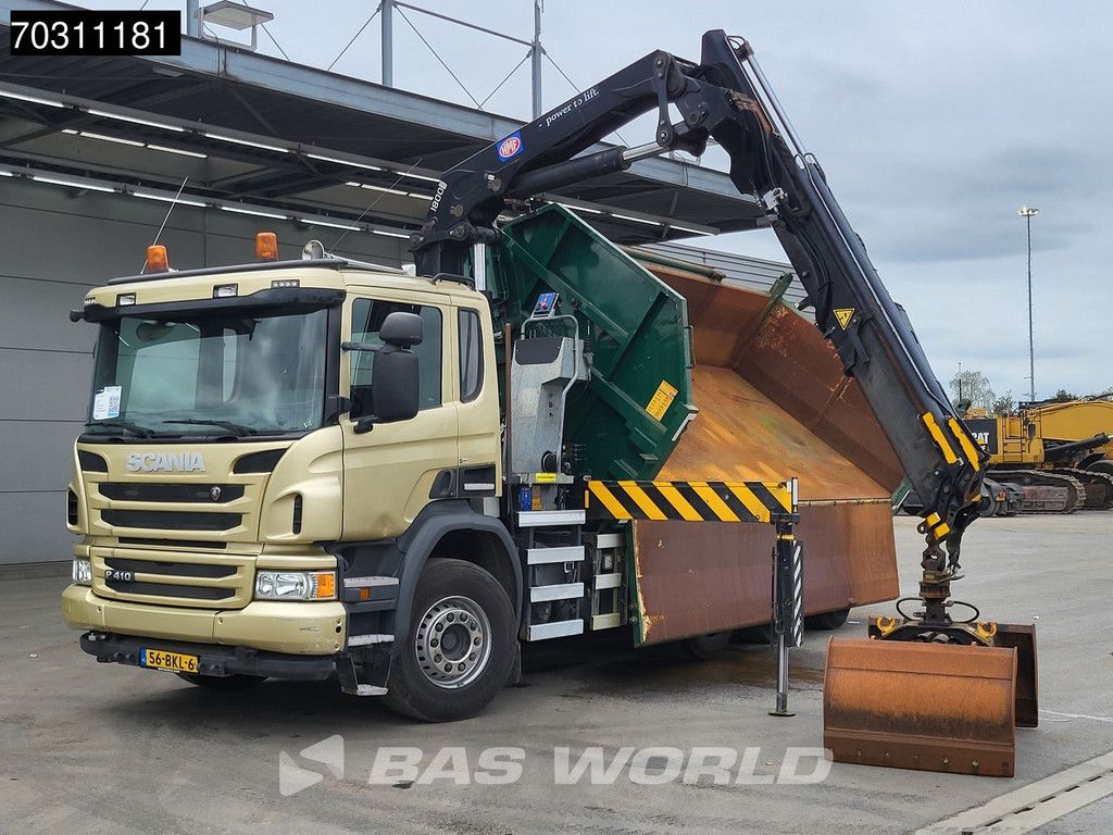 Scania P P410 8X4 NL-Truck HMF 1800K3 Kran Crane HSW 2-side tipper Lift+Steering axle Euro 6