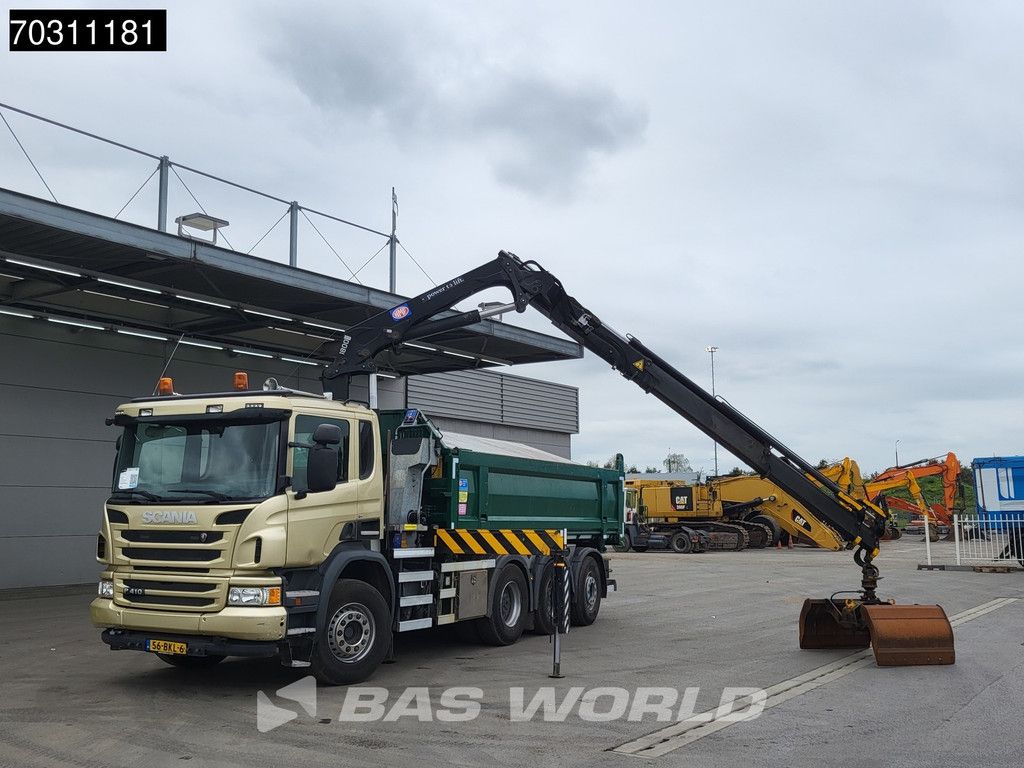 Scania P P410 8X4 NL-Truck HMF 1800K3 Kran Crane HSW 2-side tipper Lift+Steering axle Euro 6