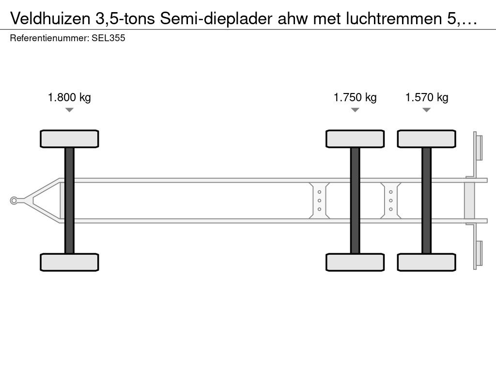 Veldhuizen 3,5-tons Semi-dieplader ahw met luchtremmen 5,0 m.