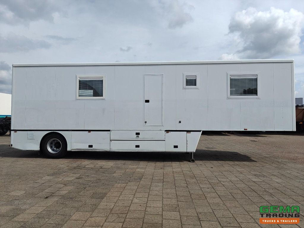 Renders ROC 12.10 NA single-axle office trailer / mobile home - air conditioners - toilet - battery pack - parking heater - hydraulic support legs