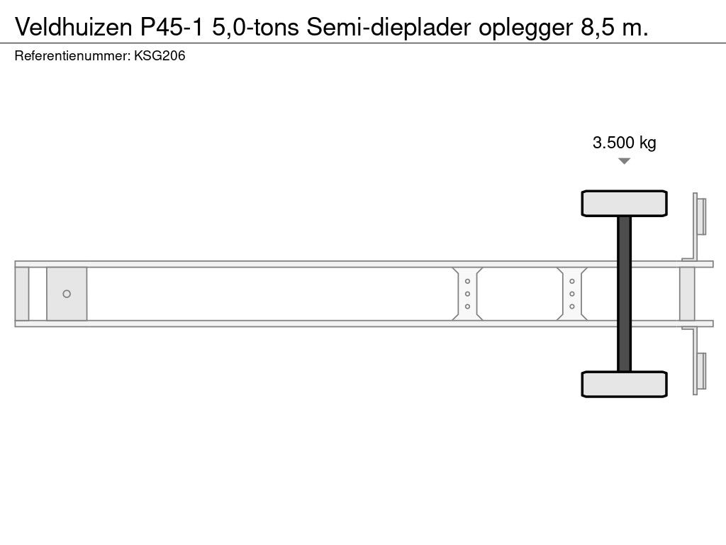 Veldhuizen P45-1 5,0-tons Semi-dieplader oplegger 8,5 m.