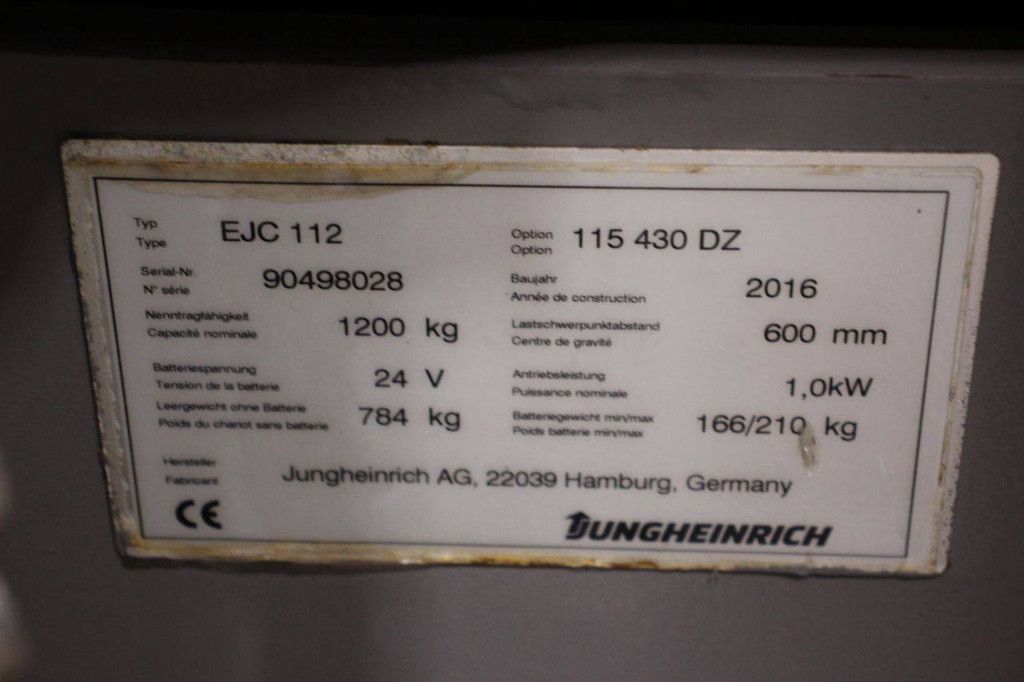 Stapler Jungheinrich EJC 112 Elektro 1200kg 2016
