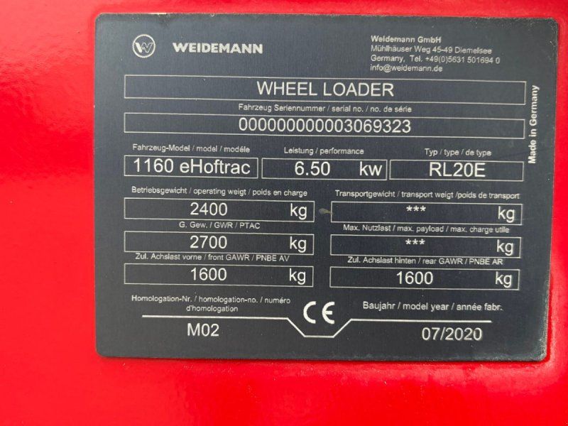 Weidemann 1160 e-Hoftrac EL 1160 eHoftrac (Årg. )