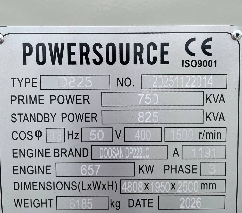 Hyundai DP222LC - 825 kVA Generator - DPX-19858