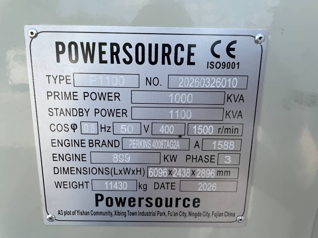 Perkins 4008TAG2A - 1100 kVA Generator - DPX-19820