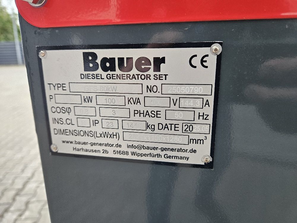 Nieuw Bauer GFS-80KW 110Kva generator set