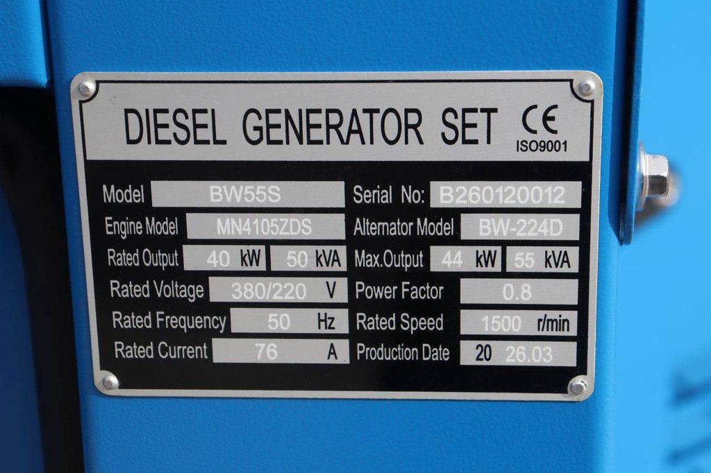 Generator SmartEnergy BW55S Diesel 55kVA 2026 Neu