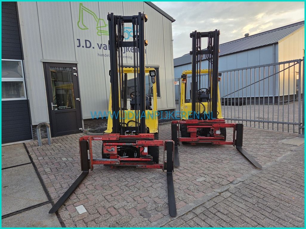 2x Hyster H3.00XM Perkins diesel+sideshift+vorkenspreider