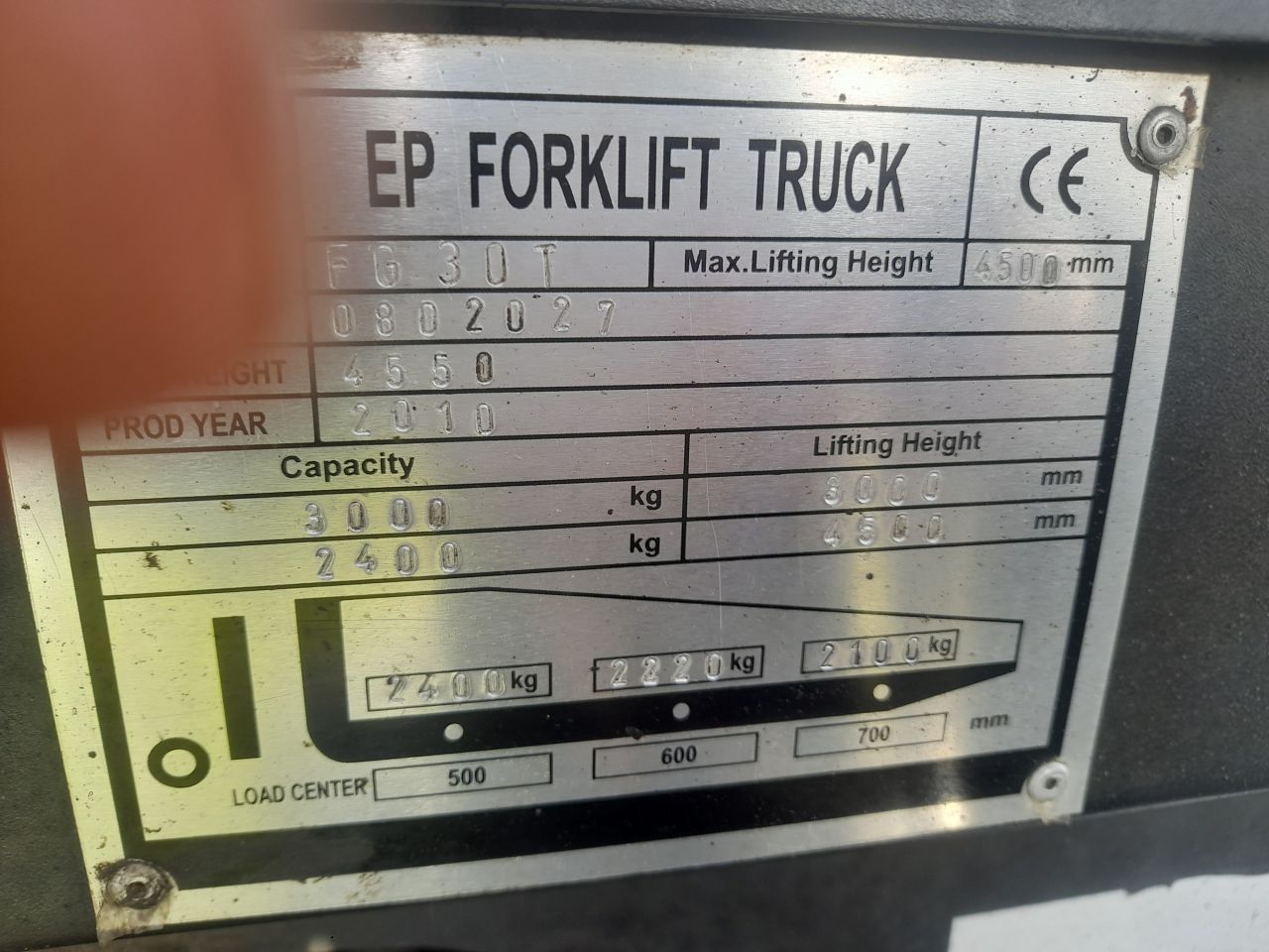 EP 3 ton LPG heftruck 3230uur