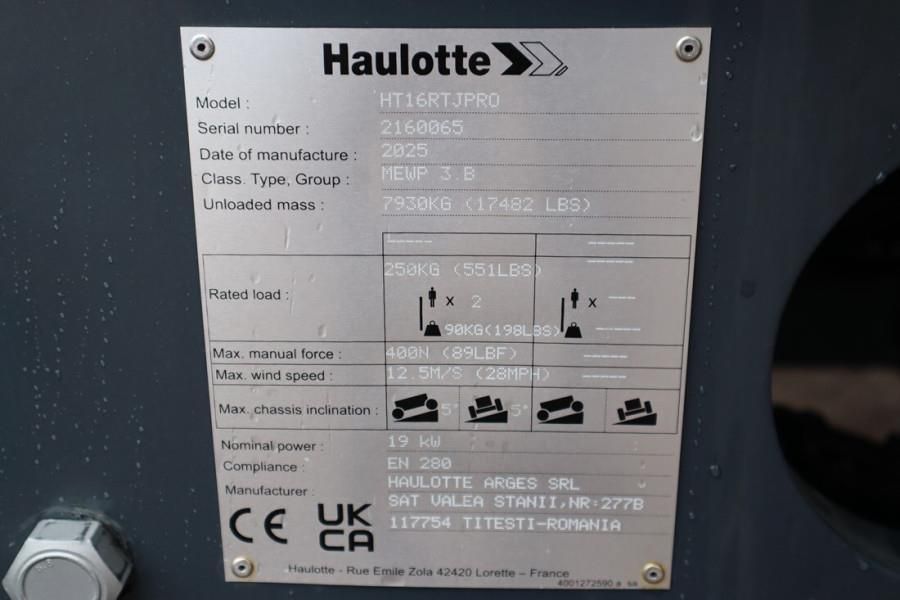 Haulotte HT16RTJ PRO Diesel, 4x4x4 Drive, 16.1m Working Hei