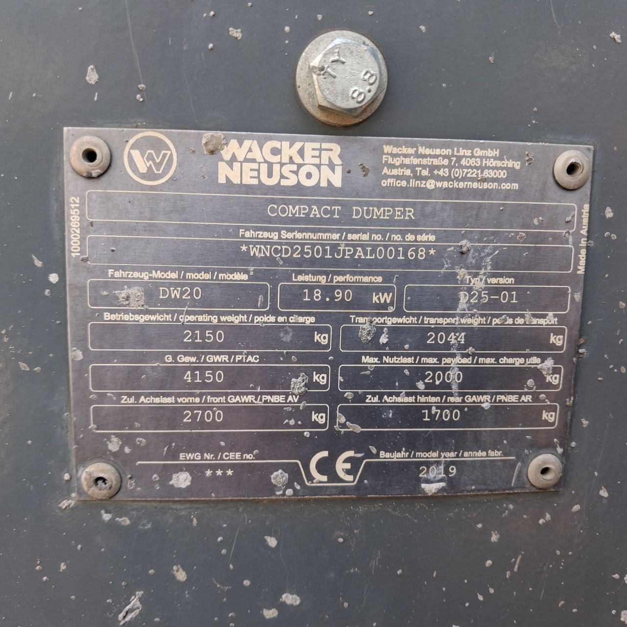 Wacker Neuson DW20 Wieldumper.