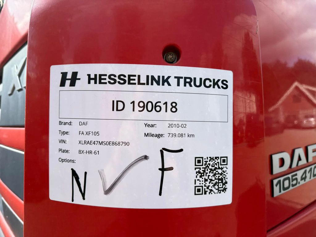 DAF XF 105.410 EURO 5 Platform Full Air AHK APK/TUV 11-2026