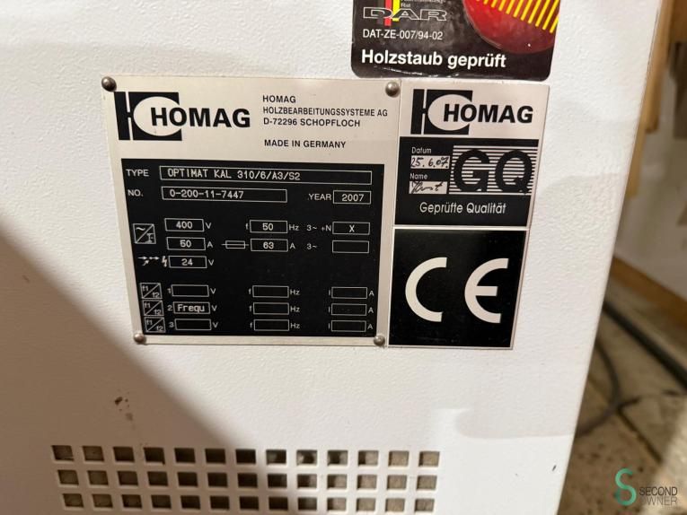 Kantenanleimmaschinen Homag OPTIMAT KAL 310/6/A3/S2 2007