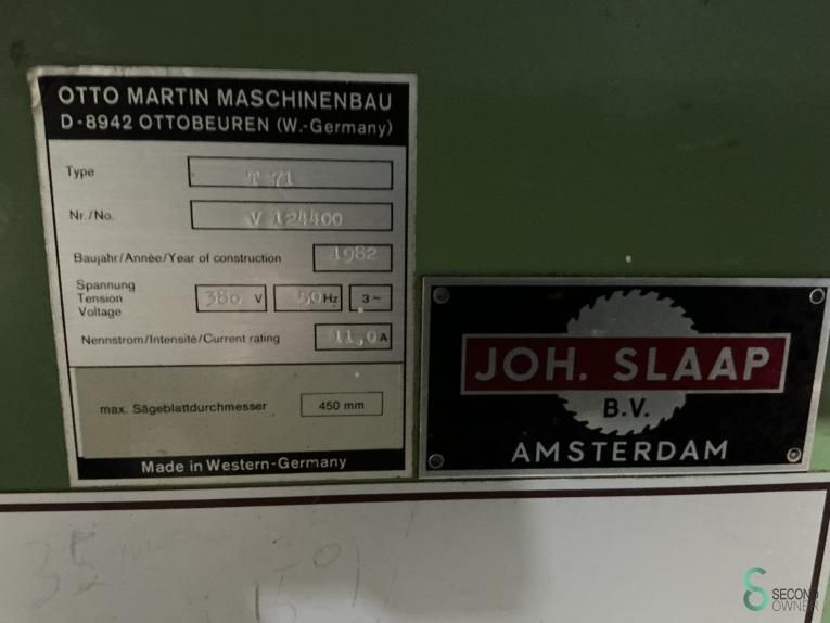 Sliding table saws Martin T 71 1982
