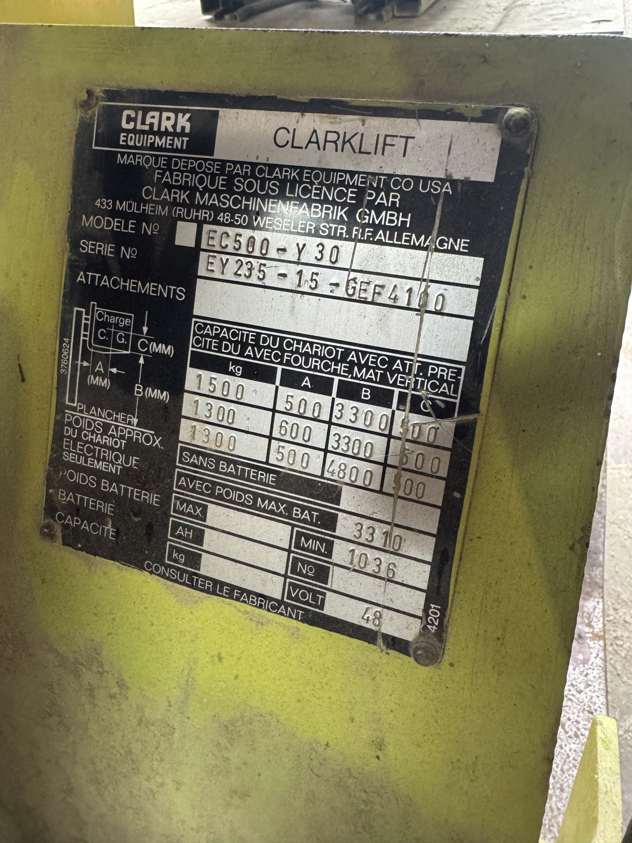 Clark elektrische heftruck, nette batterij, triplex mast