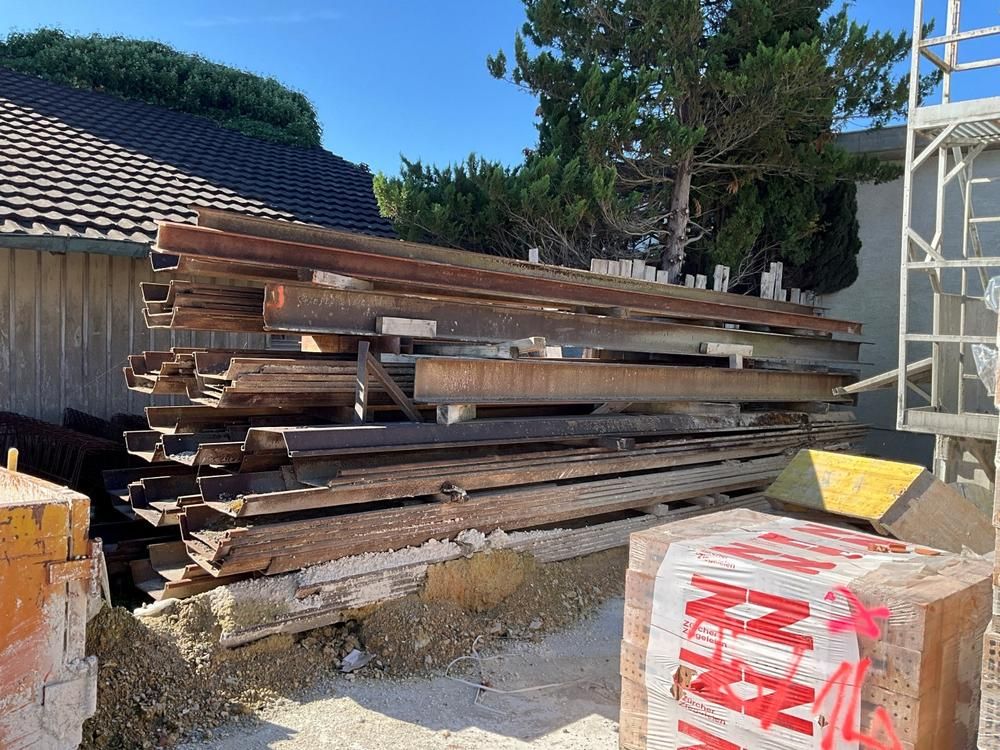 Various metal sheet piles and beams