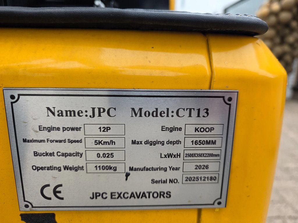 Jpc new model 1100 kg graafmachine minigraver Excuvator