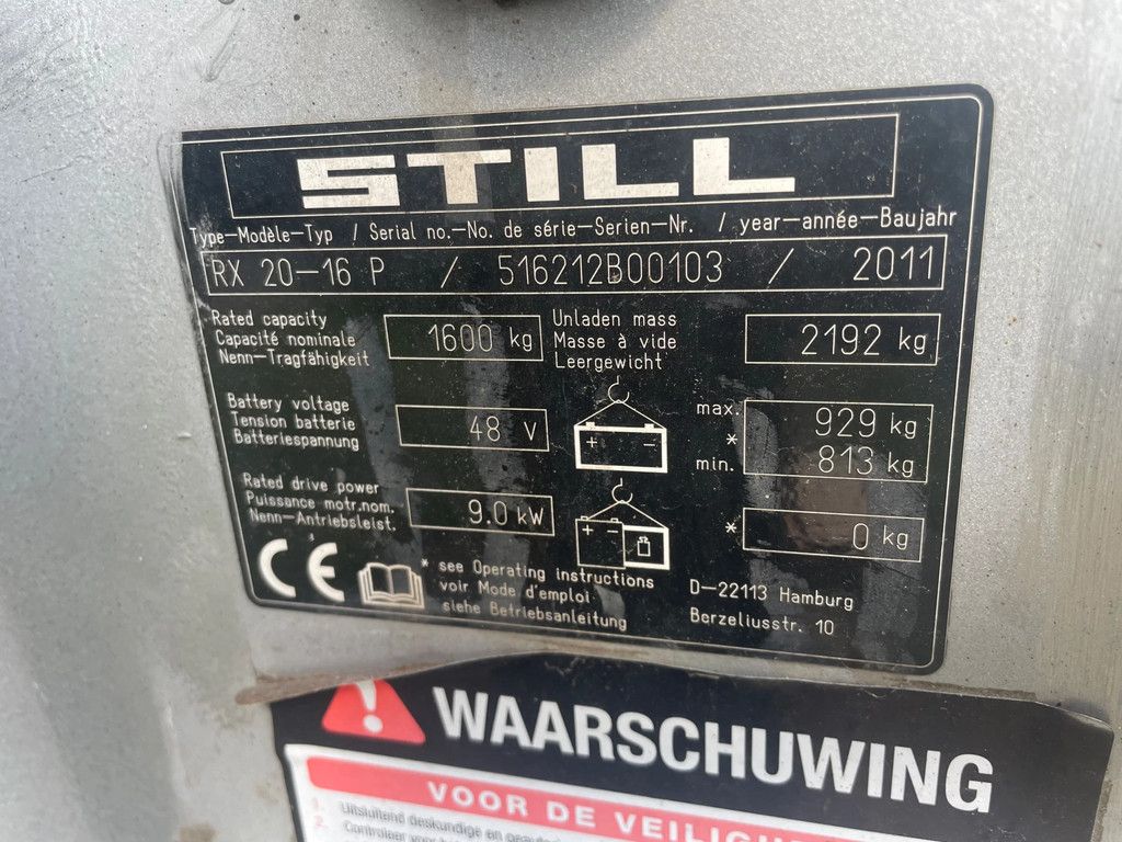 Still RX20-16 vierwielheftruck freelift en met rotator