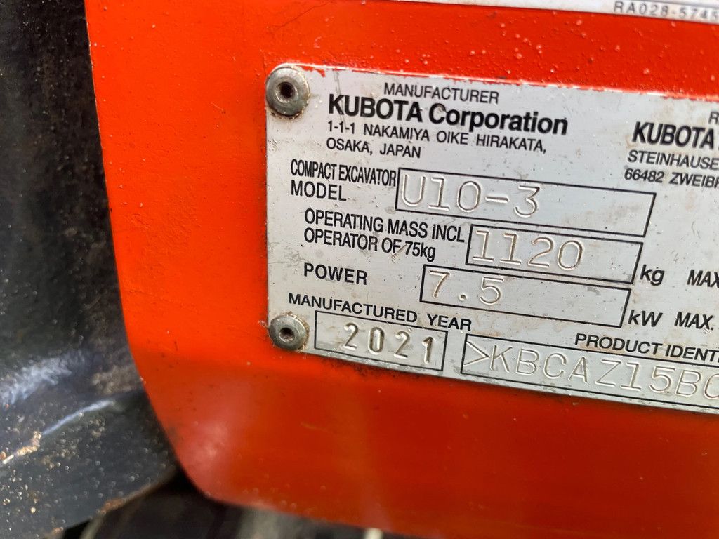 Kubota U10-3 minigraver 2021