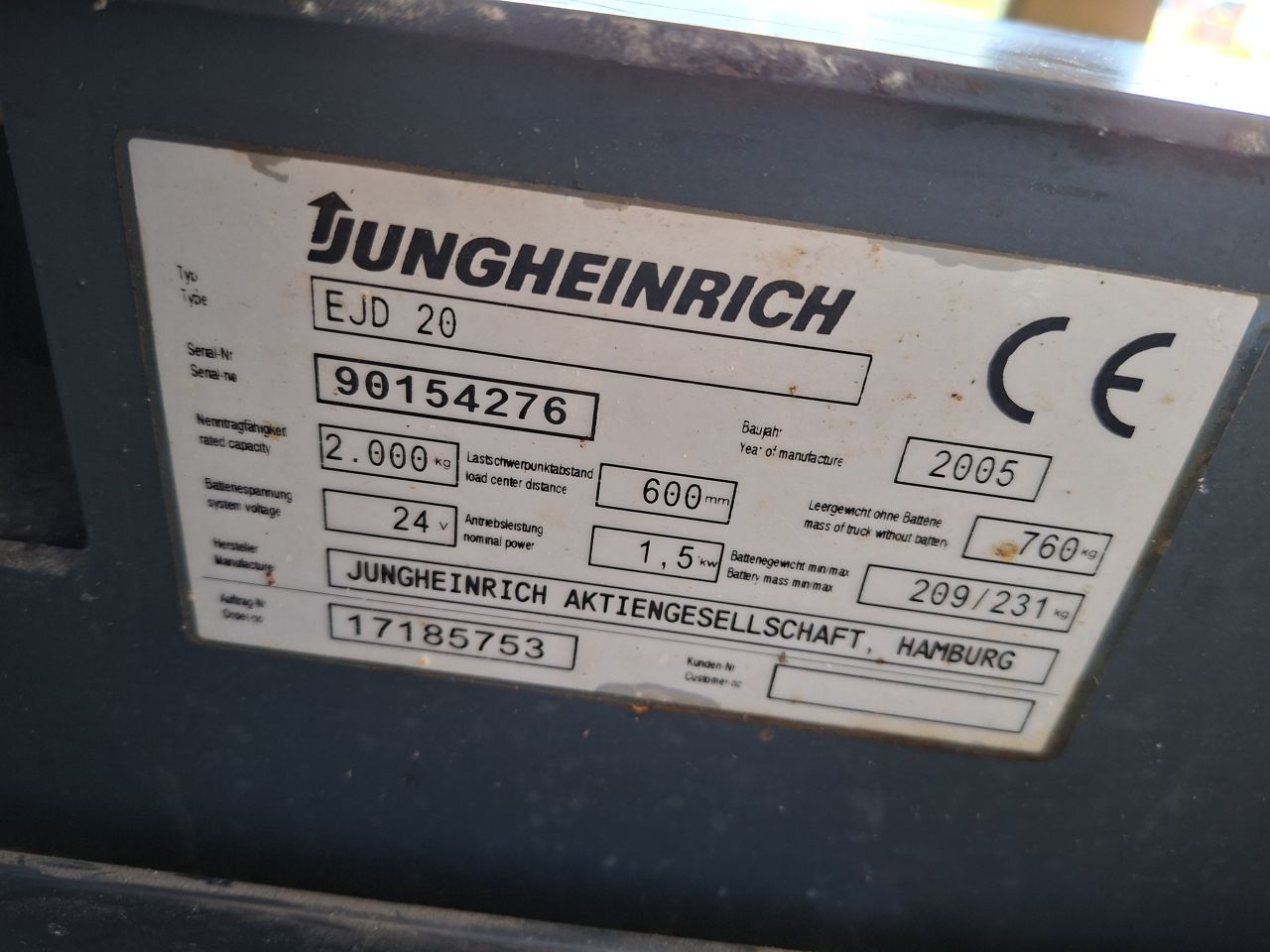 Jungheinrich stapelaar 1.75 meter dubbel stock / initiele heffen