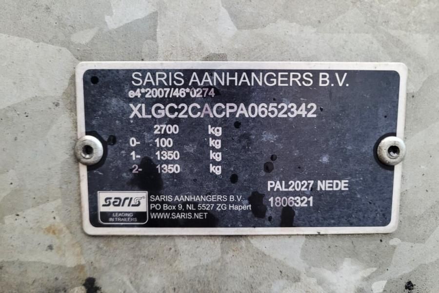 Saris C2700 2 Axel Trailer, Maximum payload: 2045 kg, In