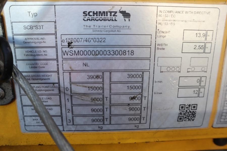 Schmitz Cargobull SCB3ST CoC Documents, Dutch Registration, 3-Axle,