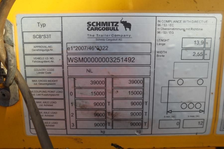Schmitz Cargobull SCB3ST CoC Documents, Dutch Registration, 3-Axle,