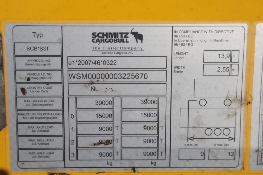 Schmitz Cargobull SCB3ST CoC Documents, Dutch Registration, 3-Axle,